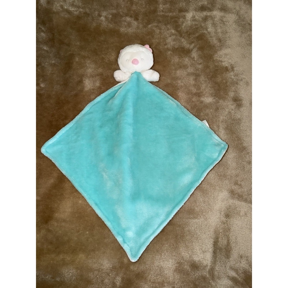Carters Lovey Security Blanket Owl Aqua Teal Green White Baby